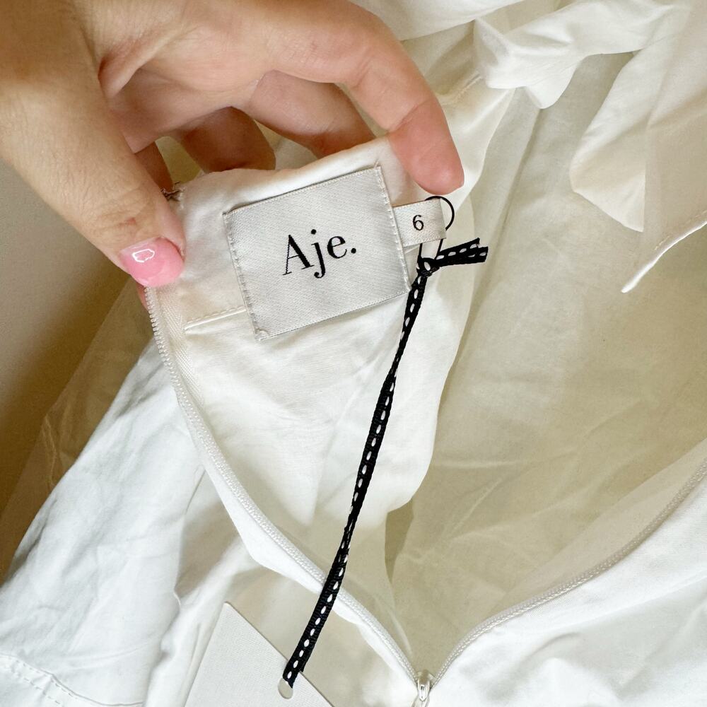 Aje Casabianca Puff Sleeve White Mini Dress Size 2 US / 6 AU NWT - Picture 5 of 10
